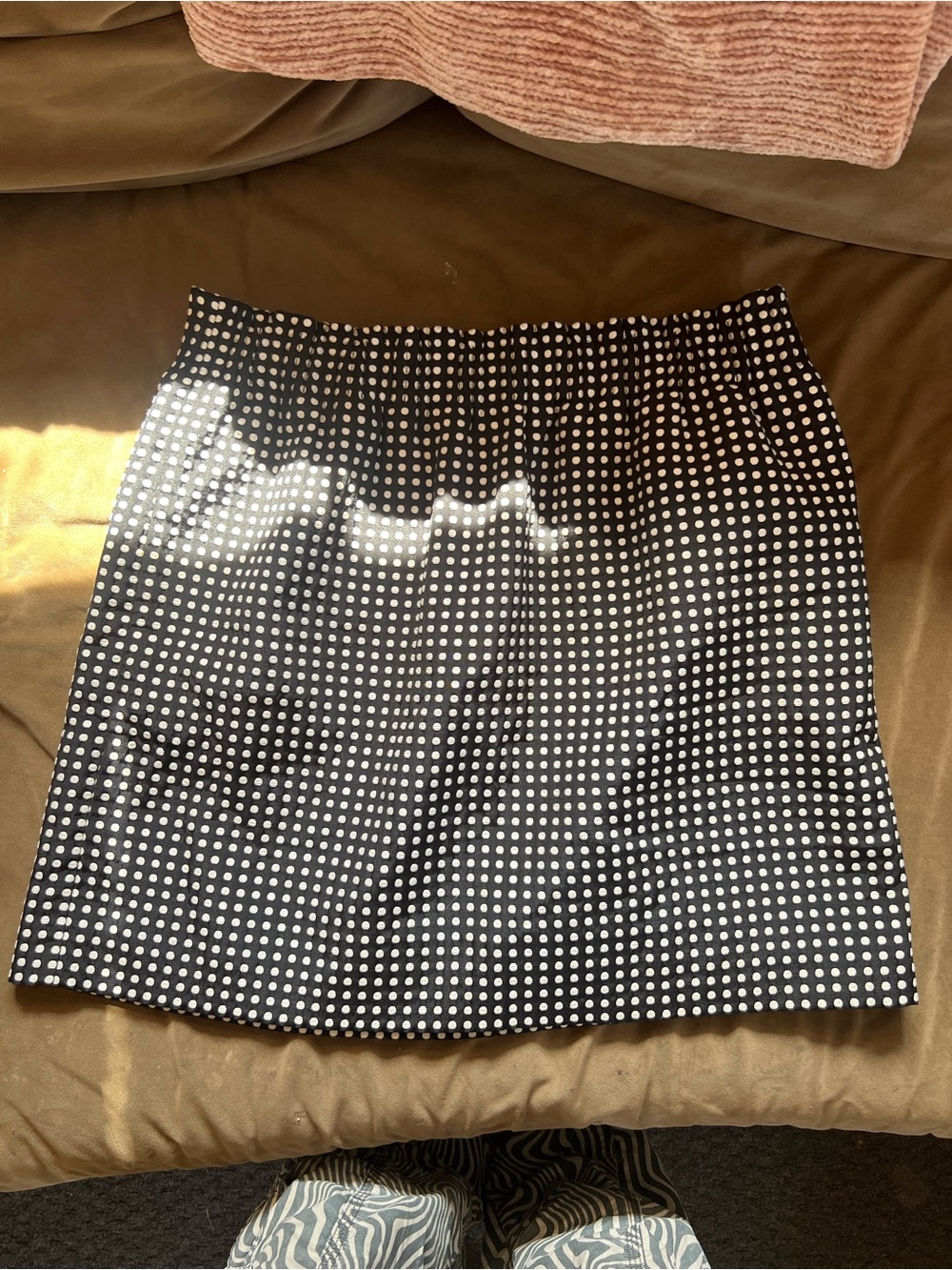 J. Crew Black Mini Skirt with White Polka Dots